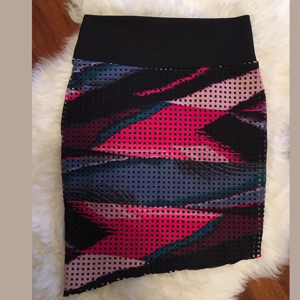 Bisou Bisou Black Multi Color Cut Out Asymmetrical